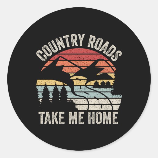 Sticker Rond Les routes de campagne me ramènent chez moi (Devant)