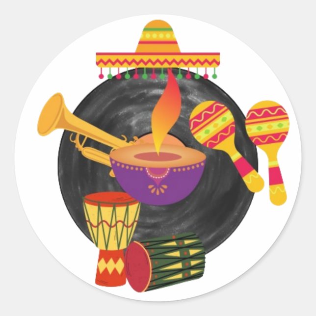 Sticker Rond Les rythmes du monde (Devant)