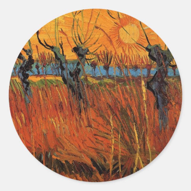 Sticker Rond Les saules au coucher du soleil par Vincent van Go (Devant)