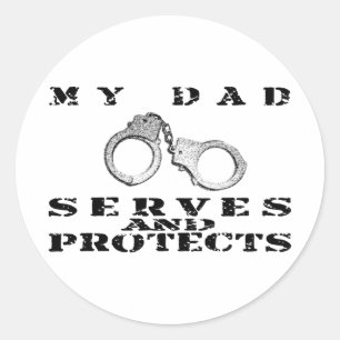 Sticker Rond Les services de papa protège - le casquette
