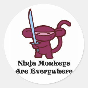 Sticker Rond Les singes de Ninja sont partout !