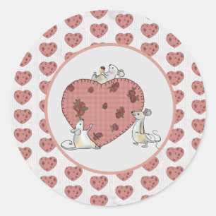 Sticker Rond Les souris coulent le coeur