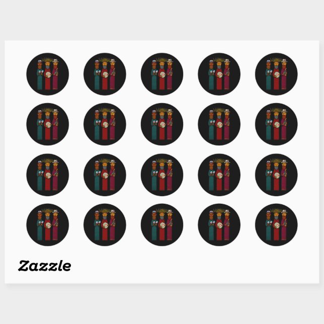 Sticker Rond Les Trois Sages Portoricains – Parranda (Feuille)
