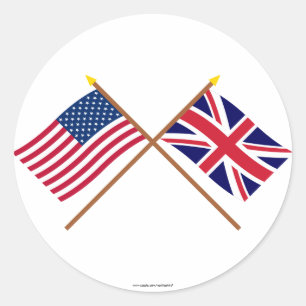 Sticker Rond Les USA et drapeaux croisés par Royaume-Uni