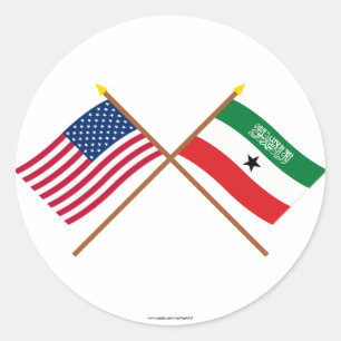 Sticker Rond Les USA et drapeaux croisés par Somaliland