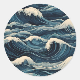 Sticker Rond Les vagues du tsunami