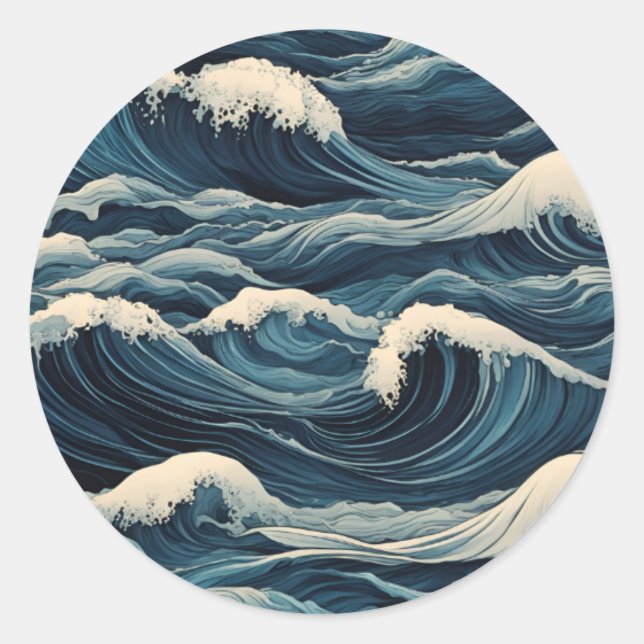 Sticker Rond Les vagues du tsunami (Devant)