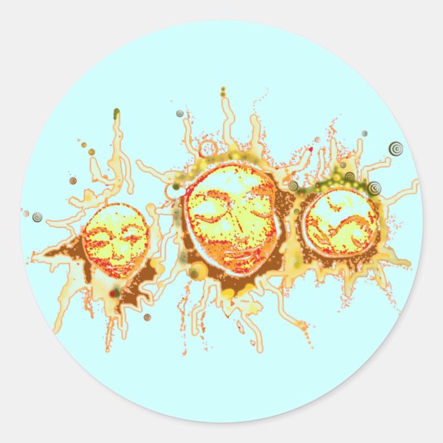 Sticker Rond Les visages du soleil (Devant)