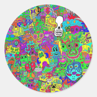Sticker Rond Les visages fous