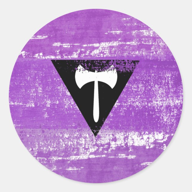 Sticker Rond Lesbian Pride Paint (Labrys) (Devant)