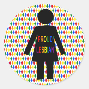 Sticker Rond Lesbienne LGBTQ Silhouette et Rainbow Ladies