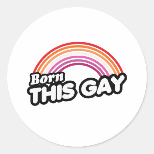 Sticker Rond Lesbienne - Né ce gay