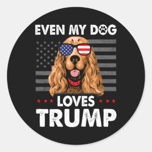 Sticker Rond L'Espagnol même mon chien aime Trump drôle