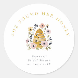 Sticker Rond L'essaim De Miel Floral Elle A Trouvé Son Enterrem