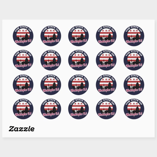 Sticker Rond L'État de Washington DC - 51e État  (Feuille)