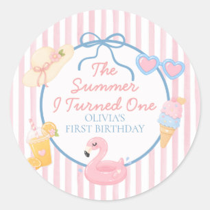 Sticker Rond L'été où j'ai eu un an Premier anniversaire