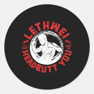 Sticker Rond Lethwei Instructor Headbutt Burmese Boxe Myanmar