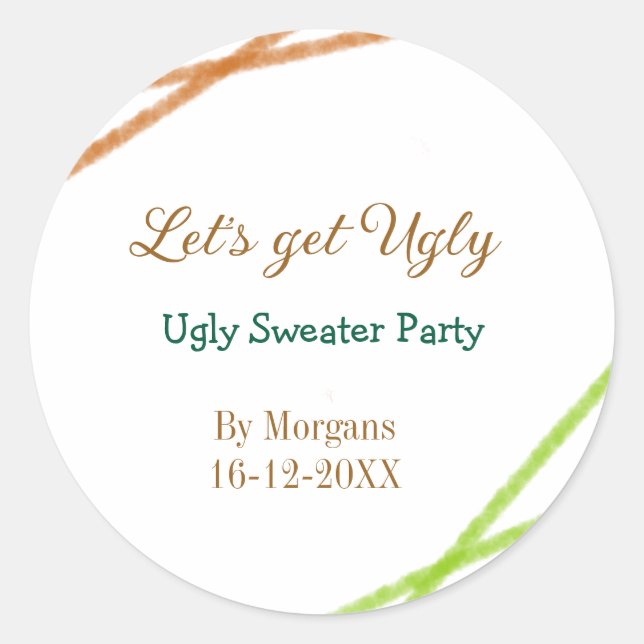 Sticker Rond Let's get ugly Christmas ugly sweater Partyorange  (Devant)