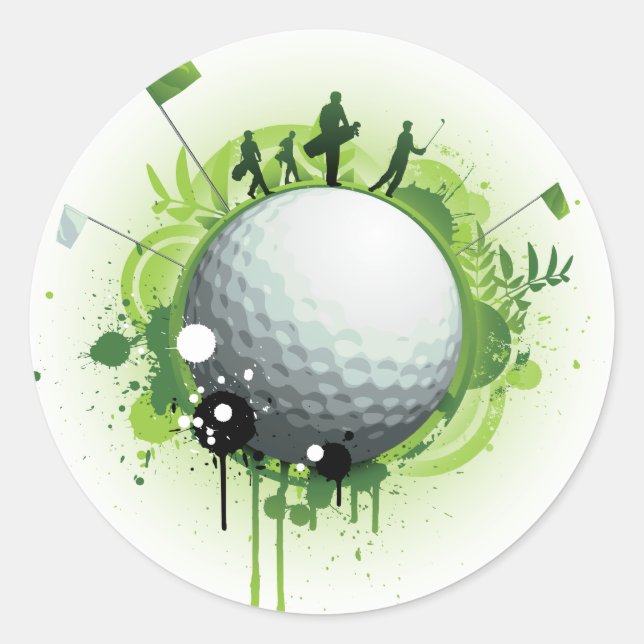 Sticker Rond Let's Tee Off For Golf (Devant)