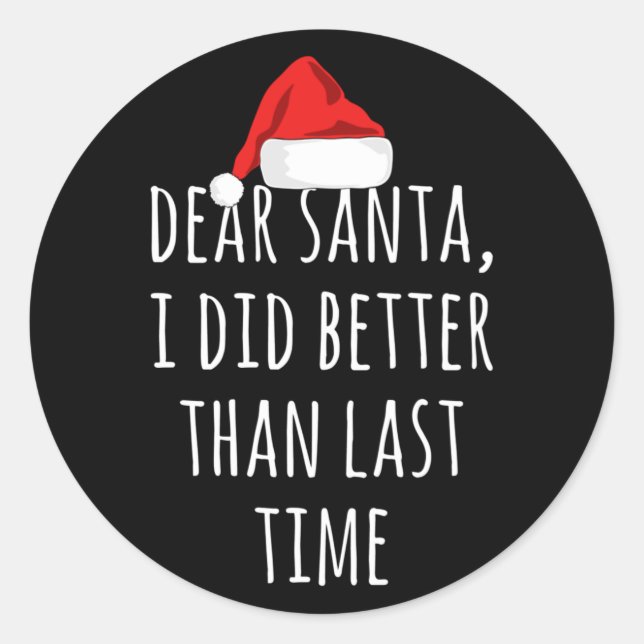 Sticker Rond Lettre amusante aux cadeaux de Noël de Père Noël (Devant)