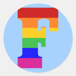 Sticker Rond LETTRE arc-en-ciel F