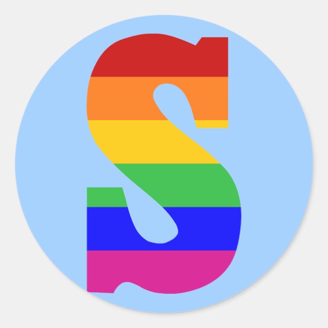 Sticker Rond LETTRE arc-en-ciel S (Devant)