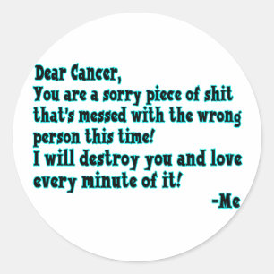 Sticker Rond Lettre au Cancer