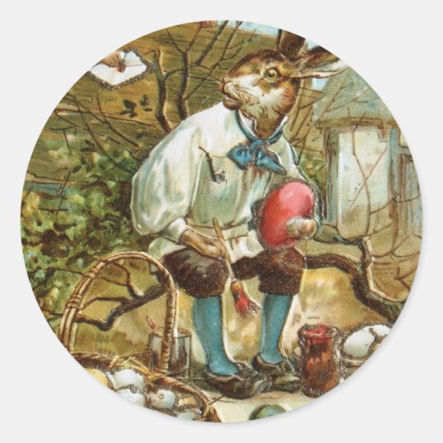 Sticker Rond Lettre au lapin de Pâques (Devant)