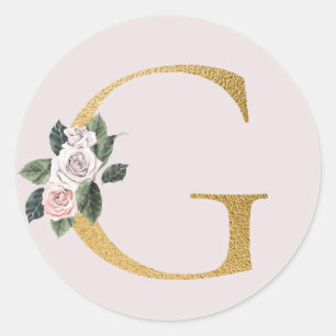 Sticker Rond Lettre autocollante rose d'or printemps G