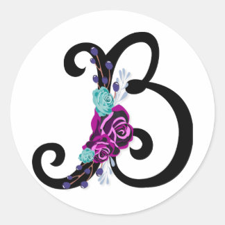 Sticker Rond Lettre B au design floral vintage et attrayant