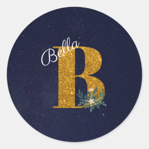 STICKER ROND LETTRE B MONOME D'OR
