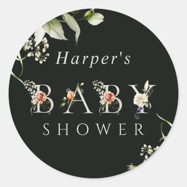Sticker Rond LETTRE BOtanique AQUACOLE Florale Baby shower (Devant)