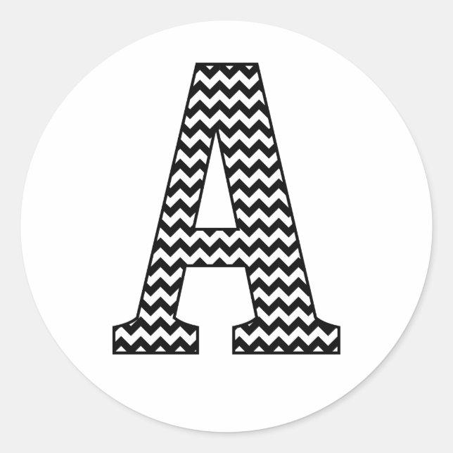 Sticker Rond Lettre Chevron A noire et blanche (Devant)