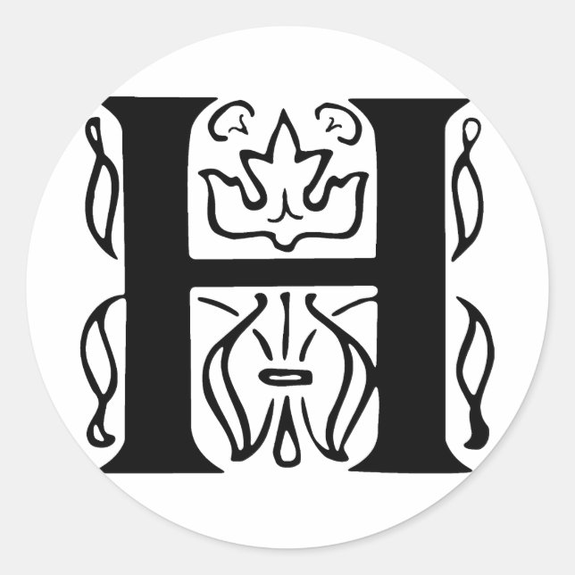 Sticker Rond Lettre chic H (Devant)
