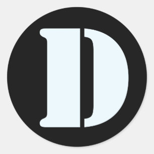 Sticker Rond Lettre D Alphabet au crayon par Janz Alice Bleu No