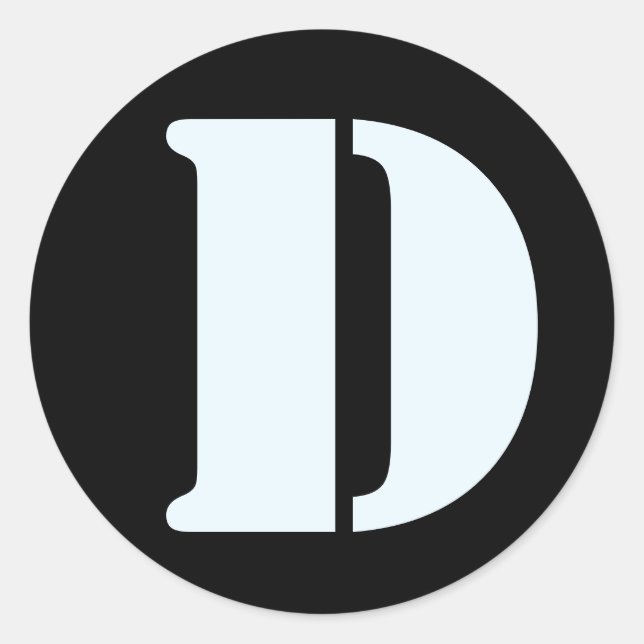 Sticker Rond Lettre D Alphabet au crayon par Janz Alice Bleu No (Devant)