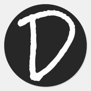 Sticker Rond Lettre D Black Rock Salt Alphabet par Janz