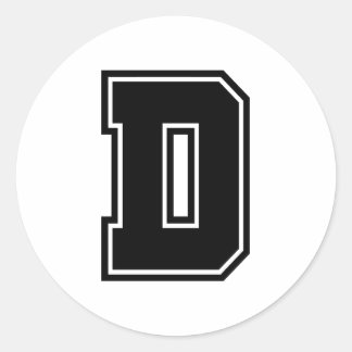 Sticker Rond Lettre D sporty college alphabet de police