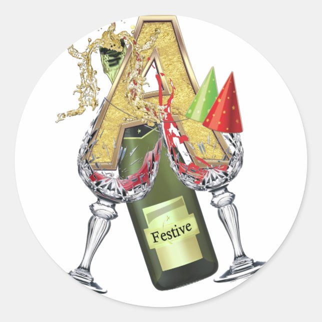 Sticker Rond Lettre de célébration A Zazzle (Devant)