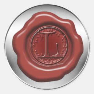 Sticker Rond Lettre de cire d'étanchéité rouge L