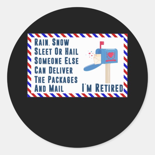 Sticker Rond Lettre de courrier à la retraite (Devant)