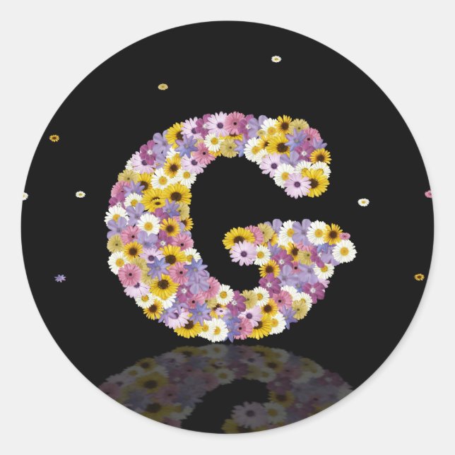 Sticker Rond Lettre de fleurs G (Devant)