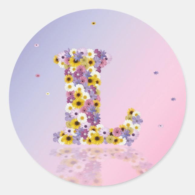 Sticker Rond Lettre de fleurs l (Devant)