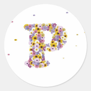 Sticker Rond Lettre de fleurs P