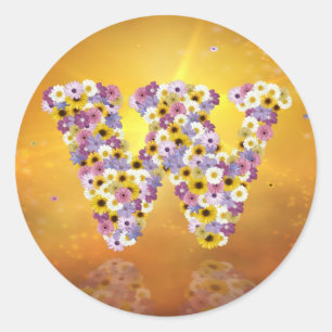 Sticker Rond Lettre de fleurs W