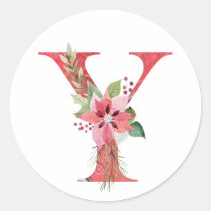 Sticker Rond Lettre de noël de l'aquarelle Y