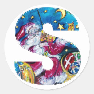 STICKER ROND LETTRE DE NOËL / MONOGRAM PÈRE NOËL INSPIRÉ