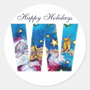 STICKER ROND LETTRE DE NOËL / MONOGRAMME INSPIRÉ DE PÈRE NO