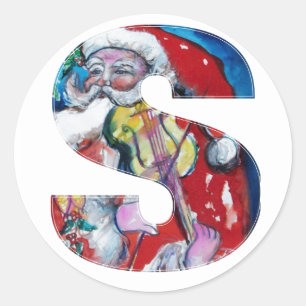 STICKER ROND LETTRE DE NOËL / PÈRE NOËL AVEC MONOGRAM DE VIO