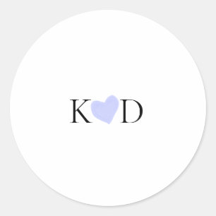 Sticker Rond lettre de nom de couple pastel aquarelle cœur viol